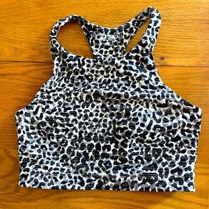Outdoor Voices Snow Leopard Move Free/Tech Sweat Longline Sports Bra
